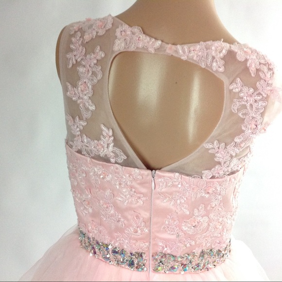 New Women's Tulle Dress Embellished Formal S Pink - Picture 3 of 4